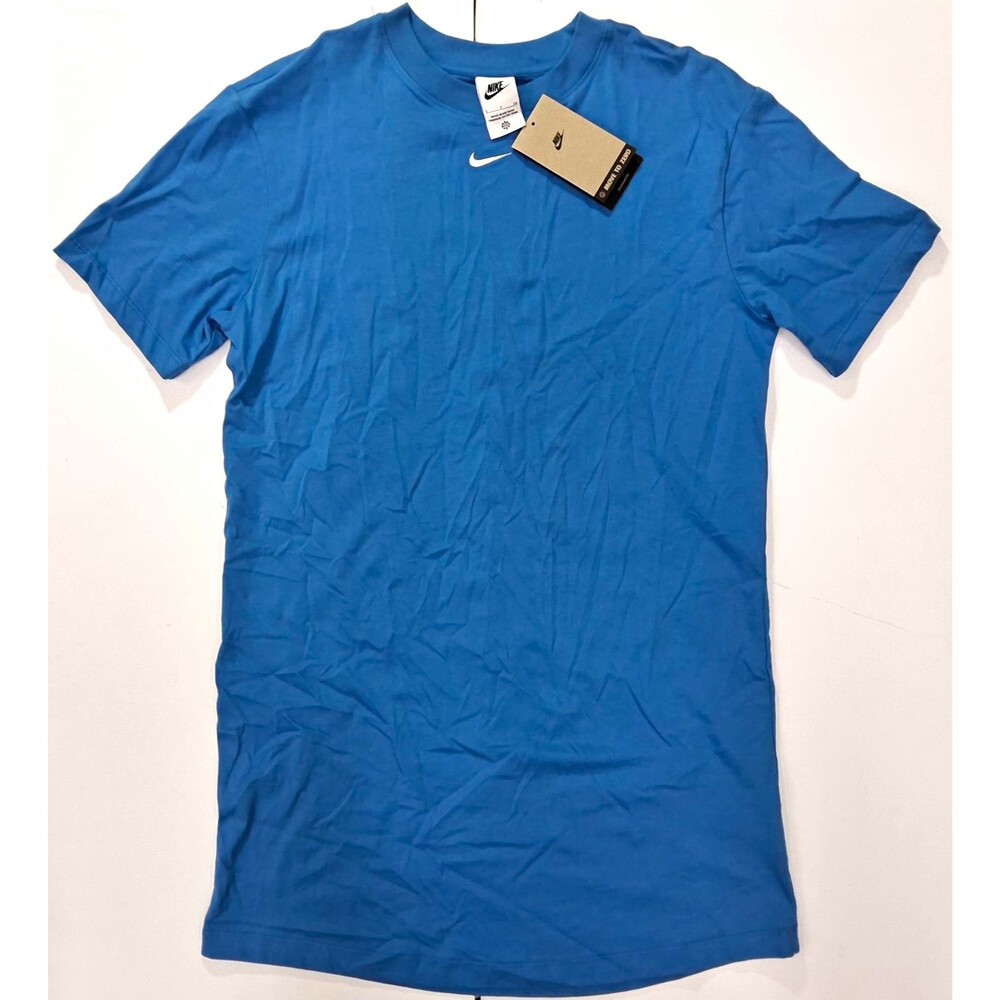 Nike Women’s Dri-FIT Blue Short Sleeve Crew Neck T-Shirt S Solid Logo DV7882